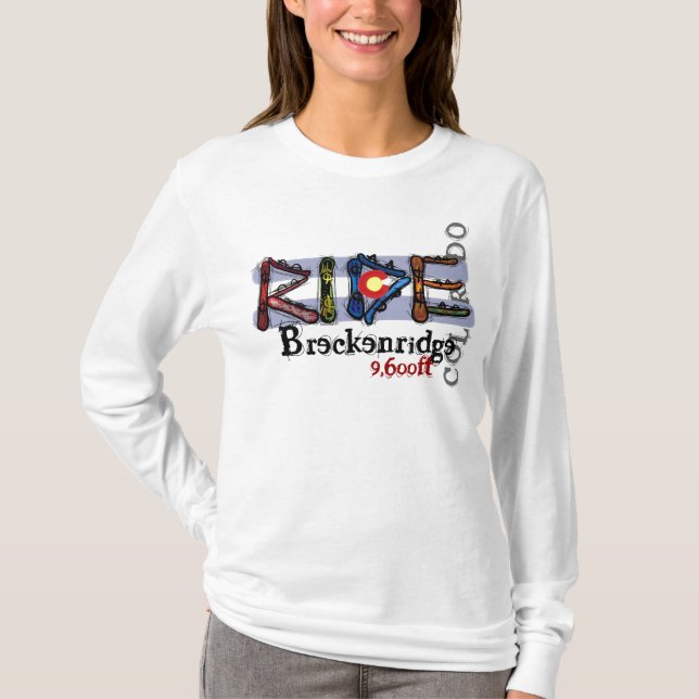 Breckenridge Colorado snowboard elevation hoodie T-Shirt (Front)