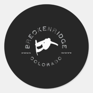 Breckenridge Colorado Vintage Graphic Snowboarding Classic Round Sticker