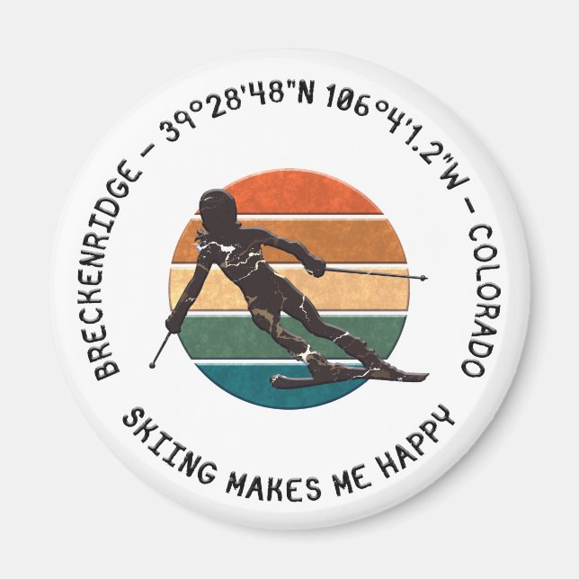 Breckenridge, Colorado - Woman Skier, Black Text Magnet (Front)