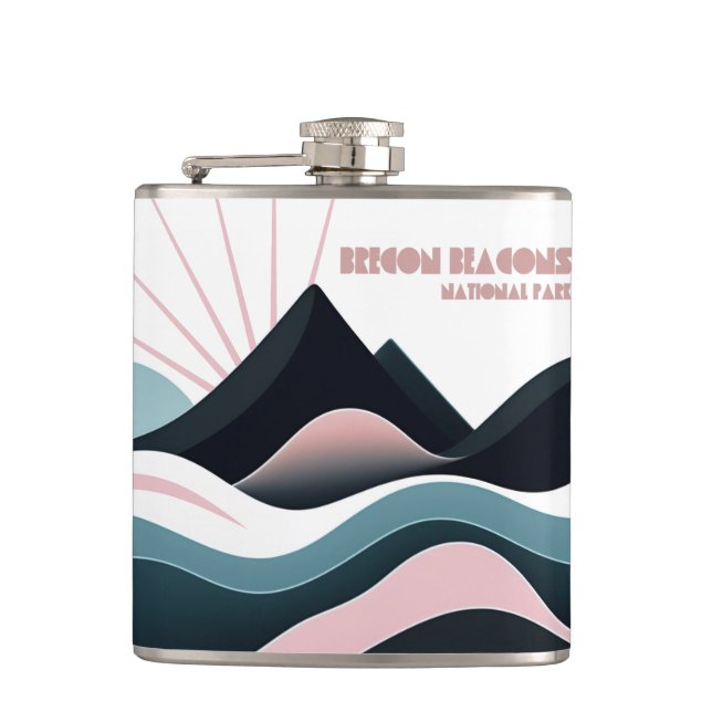 Brecon Beacons National Park Coloured Hills Hip Flask (Front)