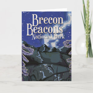 Brecon Beacons Vintage Railway Travel Poster Holiday Card