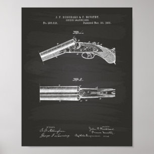 Breech Loading Gun 1883 Patent Art  - Chalkboard Poster