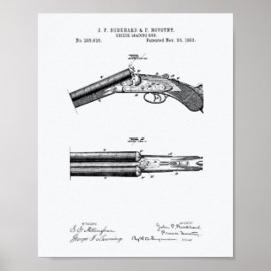 Breech Loading Gun 1883 Patent Art  - White Paper Poster
