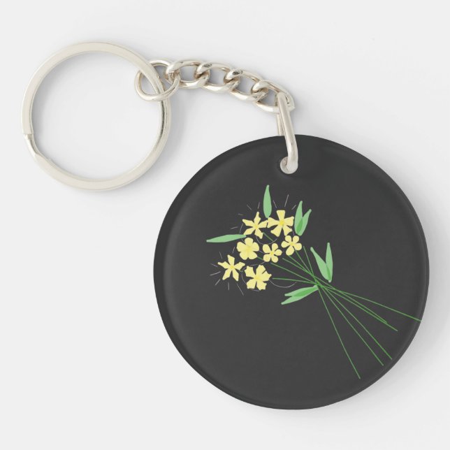 "Breeze in Bloom" – Hand-Drawn Floral Keychain (Front)