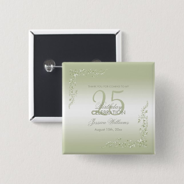 Breezeway Decoration 25th Birthday   15 Cm Square Badge (Front & Back)