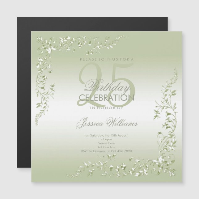Breezeway Decoration 25th Birthday Magnetic Invitation (Front/Back)