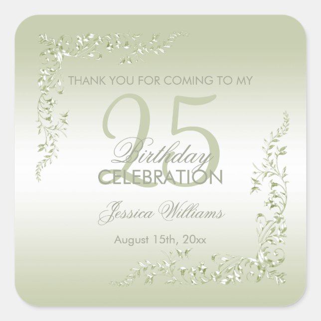 Breezeway Decoration 25th Birthday  Square Sticker (Front)