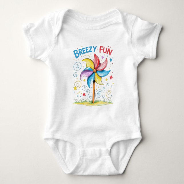 Breezy Fun Pinwheel Baby Outfit Bodysuit (Front)