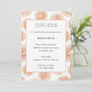 Breezy Grapefruit Birthday Invitation