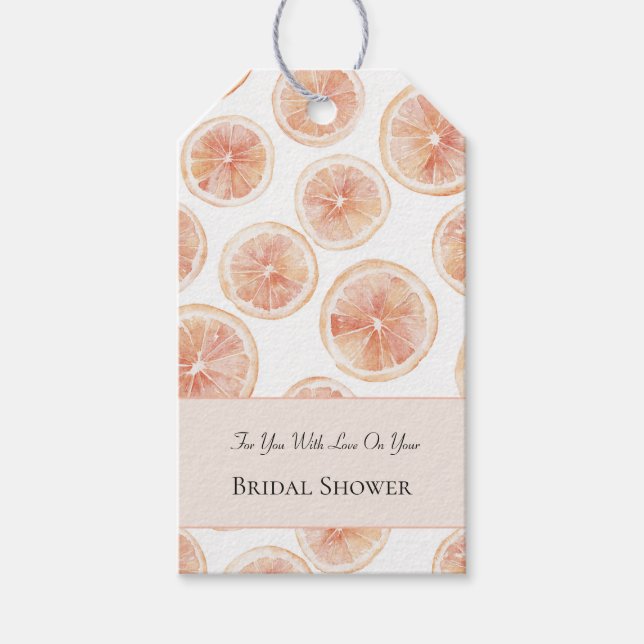 Breezy Grapefruit Bridal Shower Gift Tags (Front)
