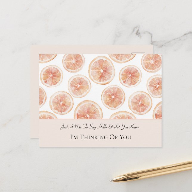 Breezy Grapefruit Thinking of You Postcard (Front/Back In Situ)