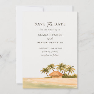 Breezy Mexico Caribbean Beach Palm Tree Wedding  Save The Date