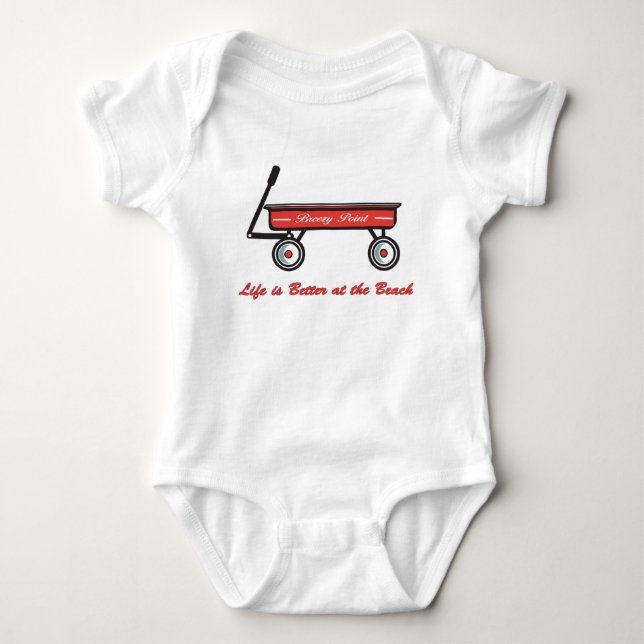Breezy Point Little Red Wagon Baby Bodysuit (Front)