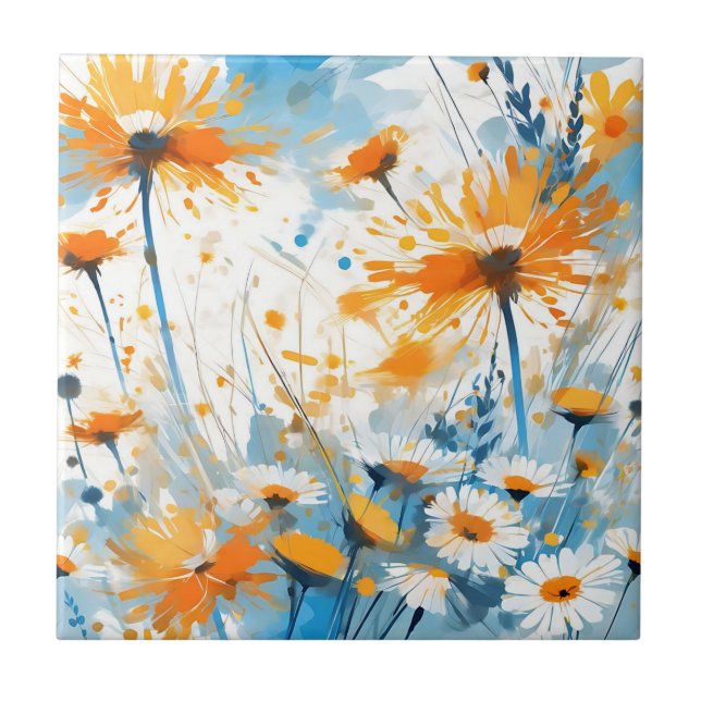 Breezy Wildflower Field in Orange Tile (Front)