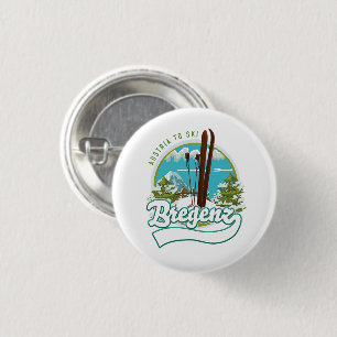 Bregenz austria to ski logo 3 cm round badge