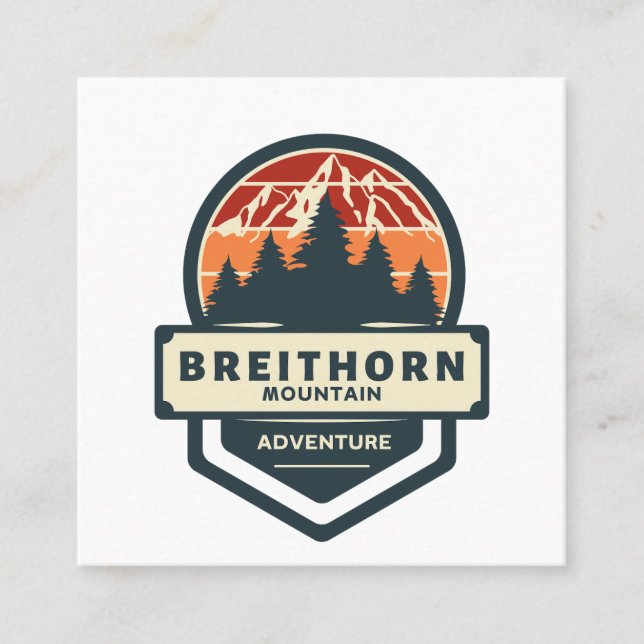 Breithorn mountain peak climbing and hiking t-shir square business card (Front)