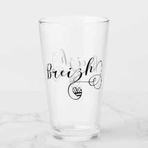 Breizh Flag in Heart, Brittany, Breton Language Glass