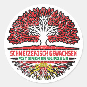 Bremen Bremer Schweizer Schweiz Baum Wurzel Flagge Classic Round Sticker
