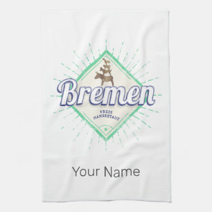 Bremen City Germany Retro Town Musicians Vintage Tea Towel