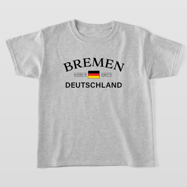 Bremen Deutschland Coordinates German Kids T-Shirt (Laydown)