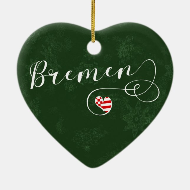 Bremen Heart, Christmas Tree Ornament, Germany Ceramic Tree Decoration (Back)