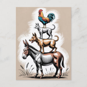 Bremen Town Musicians Statue Germany Postcard