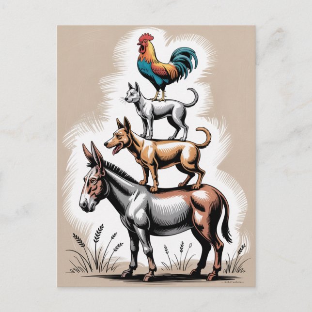 Bremen Town Musicians Statue Germany Postcard (Front)