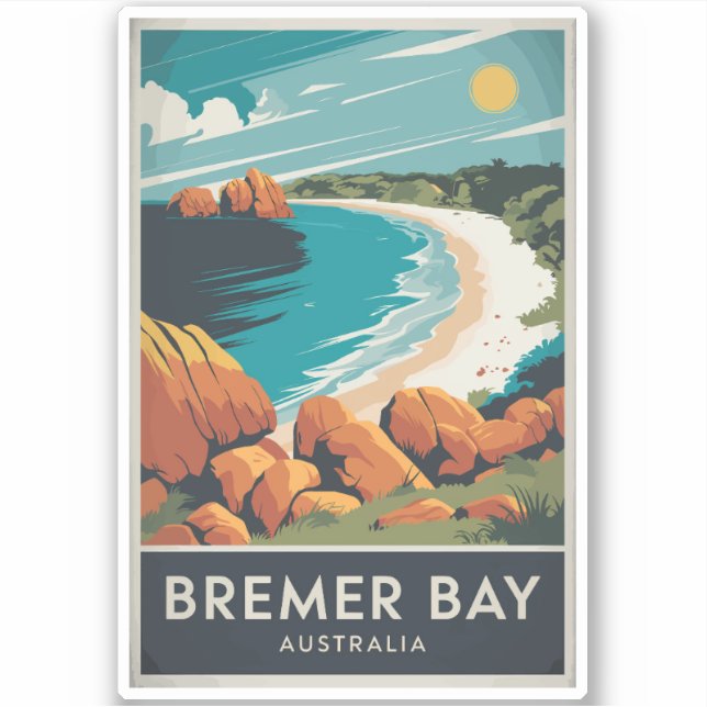 Bremer Bay Australia Illustration Travel Art Retro (Front)