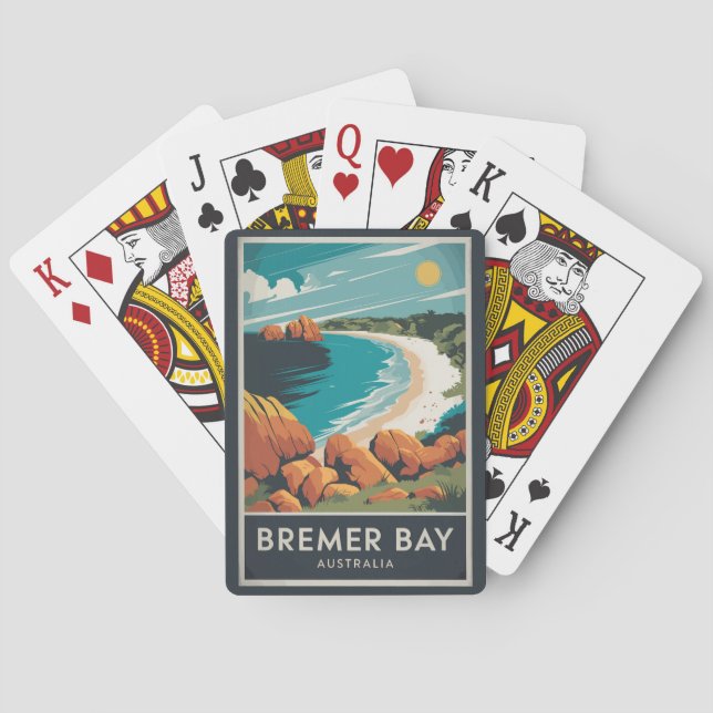 Bremer Bay Australia Illustration Travel Art Retro Playing Cards (Back)