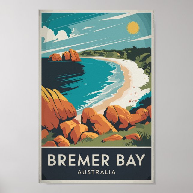 Bremer Bay Australia Illustration Travel Art Retro Poster (Front)