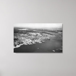Bremerton, WA - Aerial View of City Photograph Canvas Print