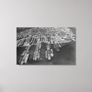 Bremerton, WA Aerial View of Navy Docks Canvas Print