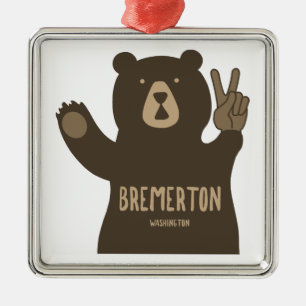 Bremerton Washington Peace Bear Metal Tree Decoration