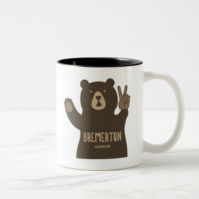 Bremerton Washington Peace Bear Two-Tone Coffee Mug (Right)