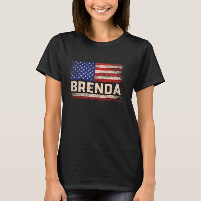 Brenda First Name Shirt Brenda Name American Flag (Front)