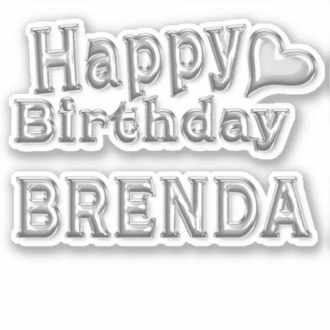 Brenda Happy Birthday silver Sticker (Front)