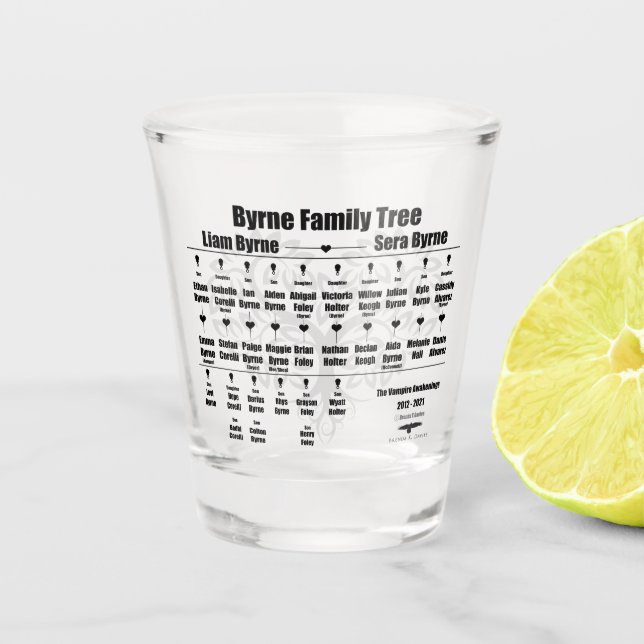 Brenda K Davies Vampire Awakenings Family Tree Shot Glass (Front)