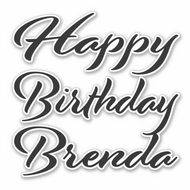 Brenda name first name black Sticker birthday (Front)