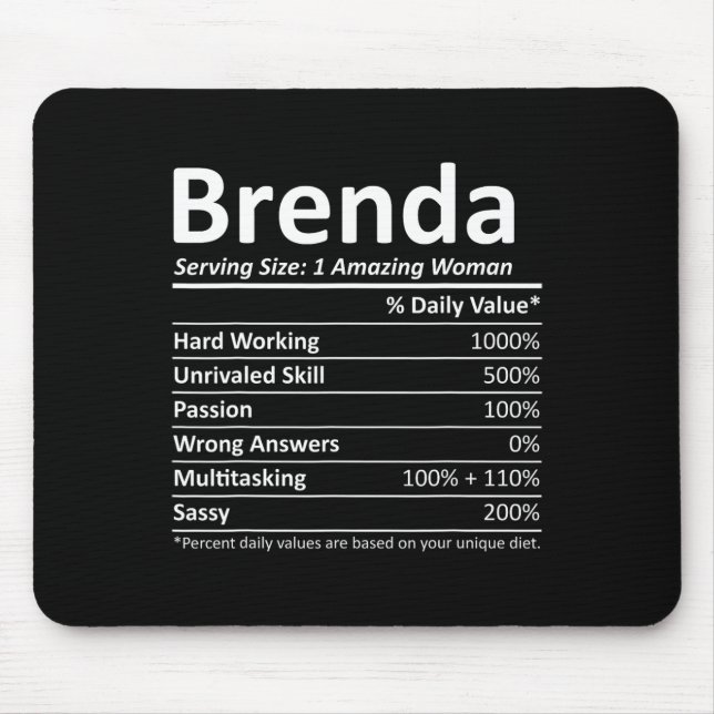 Brenda Nutrition Personalised Name Funny Christmas Mouse Pad (Front)