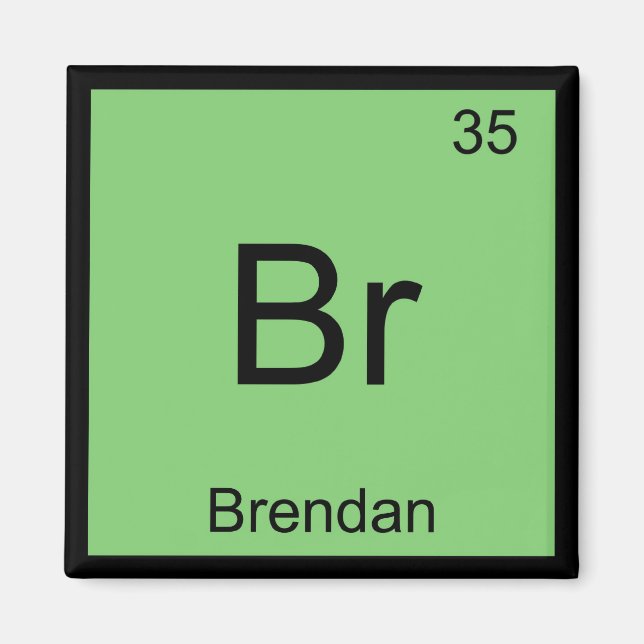Brendan Name Chemistry Element Periodic Table Magnet (Front)