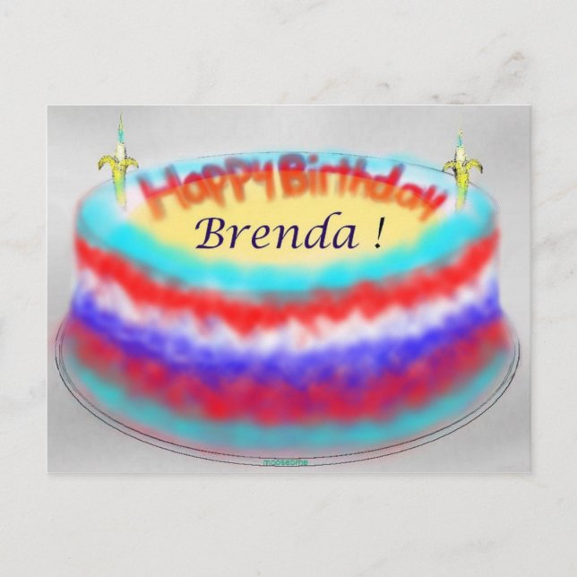 Brenda's Birthday Cake post card (Front)