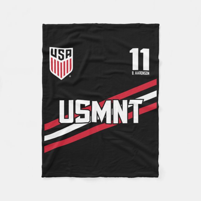 Brenden Aaronson 11 Navy Usmnt Officially Licensed Fleece Blanket (Front)