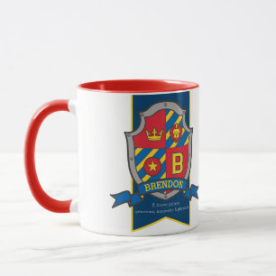 Brendon knight shield red blue name meaning mug