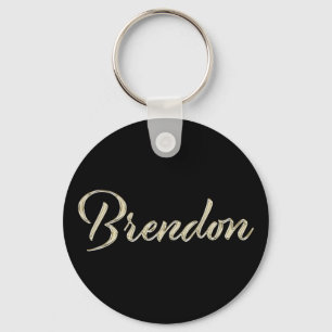 Brendon Name whitegold Button Schlüsselanhänger Key Ring