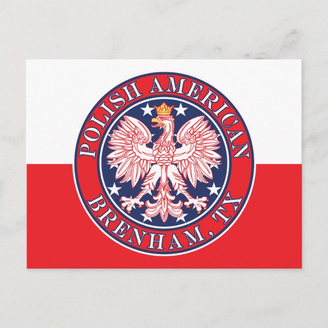 Brenham Texas Polish American Eagle Postcard (Front)