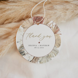 BRENNA Bohemian Terracotta Dry Palm Boho Round Favour Tags