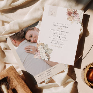 BRENNA Bohemian Tropical Palm Earth Tone Wedding Invitation