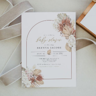 BRENNA Boho Arch Terracotta Palm Baby Shower Invitation