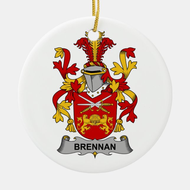 Brennan Family Crest Ceramic Tree Decoration (Front)
