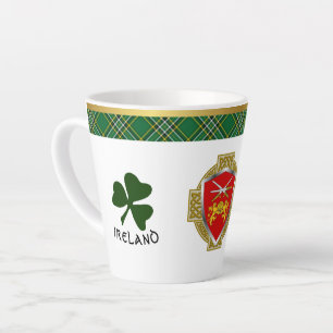 Brennan Irish Shield & Tartan Personalised Latte Mug